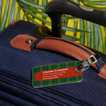 Custom Clan Cranstoun Tartan Kariert Luggage Tag