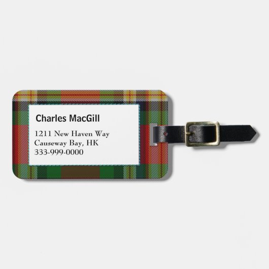 Custom Clan MacGill Tartan Karierter Gepäckanhänge Gepäckanhänger (Vorderseite horizontal)