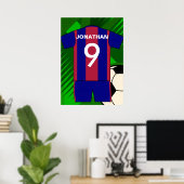 Custom Claret und Blue Football Soccer Jersey Poster (Heimbüro)