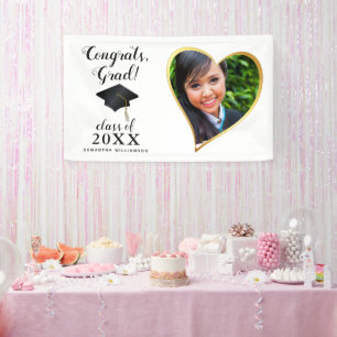 Custom Class 2024 Graduate Foto White Abschluss Banner