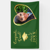 Custom Class 2025 Grad Foto Green Gold Abschluss Banner (Vertikal)