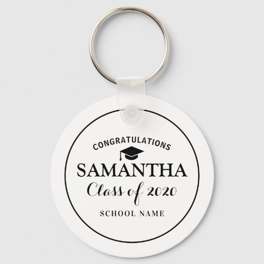 Custom Class of 2020 Abschluss Black and White Schlüsselanhänger (Vorderseite)
