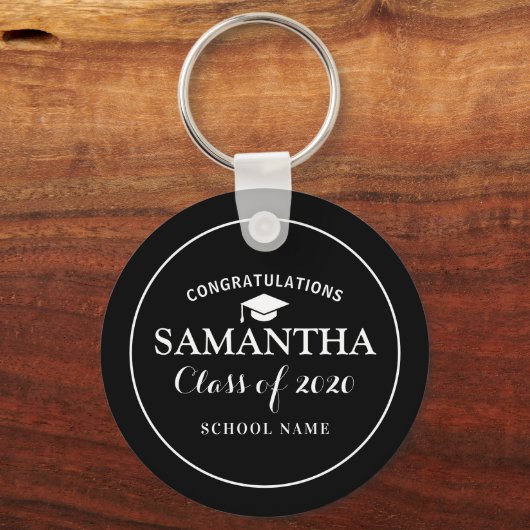Custom Class of 2020 Abschluss Black Schlüsselanhänger (Vorderseite)