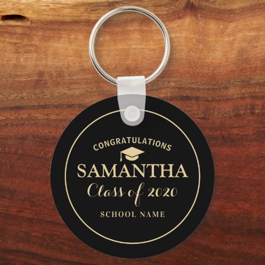 Custom Class of 2020 Abschluss Black Sunlight Schlüsselanhänger (Vorderseite)