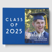 Custom Class of 2023 Abschluss Blue Foto Gästebuch (Vorderseite)