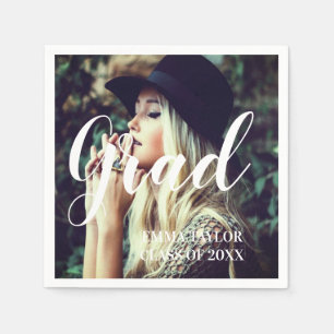 Custom Class of 2023 Foto Abschluss Typografy Serviette