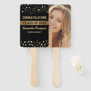 Custom Class of 2023 gold black Graduate Foto Fächer