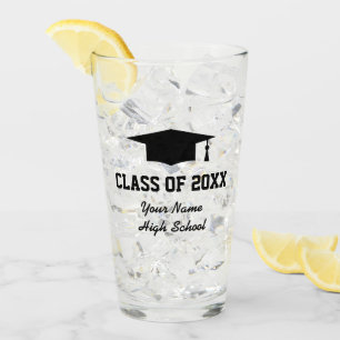 Custom class of 2023 graduation party drink glass glas