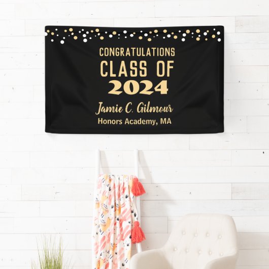 Custom Class of 2024 Gold Black Abschluss Banner (Insitu)