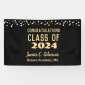 Custom Class of 2024 Gold Black Abschluss Banner (Horizontal)