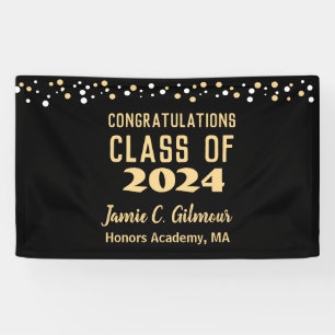 Custom Class of 2024 Gold Black Abschluss Banner