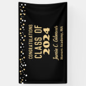 Custom Class of 2024 Gold Black Abschluss Banner (Vertikal)