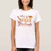 Custom Class of 2025 Graduate Orange Abschluss T-Shirt (Vorderseite)