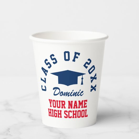 Custom class of 2025 High School Graduation Party Pappbecher (Vorderseite)