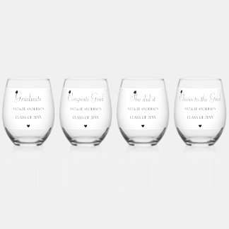 Custom Class of 2026 Graduation Drinkware Set Weinglas Ohne Stiel