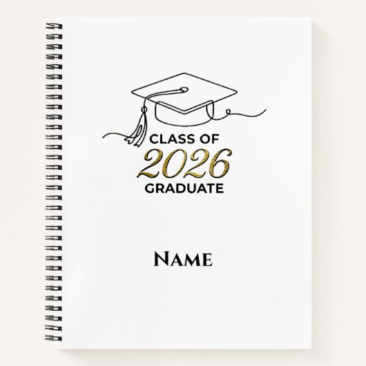 Custom Class of 2026 Graduation Notebook with Gold Notizblock (Vorderseite)