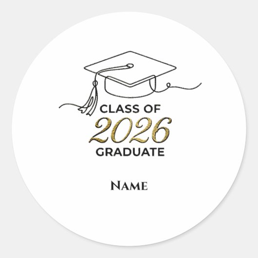 Custom Class of 2026 Graduation Round Sticker Gold (Vorderseite)