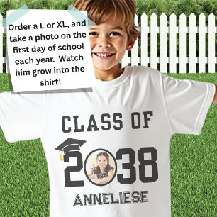 Custom Class of 2038 Name, Foto, Handprint, K-12 T-Shirt