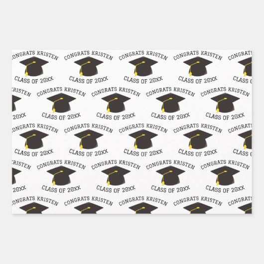 Custom Class of 20xx Black Graduation Cap Gift Geschenkpapier Set (Vorderseite 2)