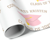 Custom Class of 20xx Pink Graduation Cap Gift Geschenkpapier (Rolleneckpunkt)