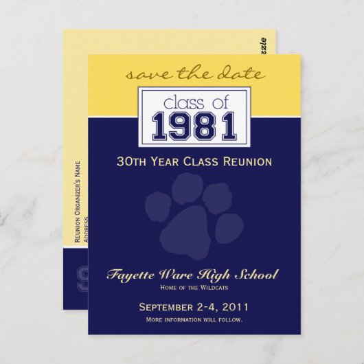 :custom Class Wiedersehen Rett-the-Date Announceme Postkarte (Vorne/Hinten)