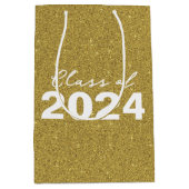 Custom Class Year Gold Glitzer Mittlere Geschenktüte (Vorderseite)