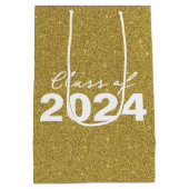 Custom Class Year Gold Glitzer Mittlere Geschenktüte (Rückseite)