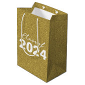 Custom Class Year Gold Glitzer Mittlere Geschenktüte (Rückseite Schrägansicht)