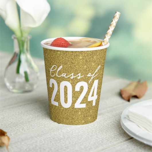 Custom Class Year Gold Glitzer Pappbecher (In Situ)