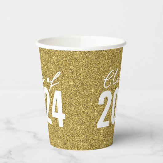 Custom Class Year Gold Glitzer Pappbecher (Links)