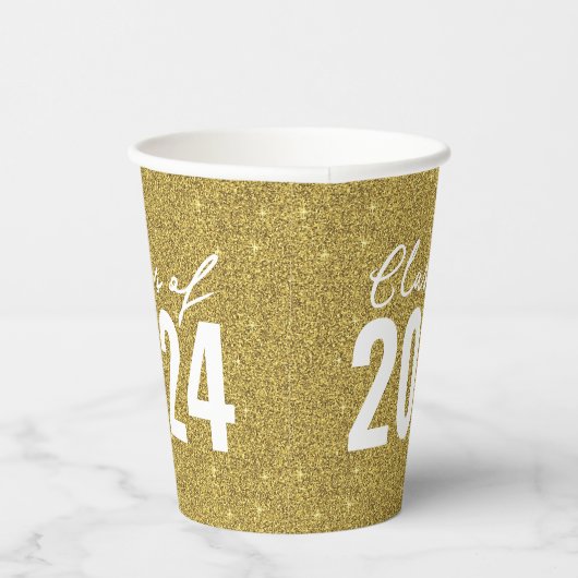Custom Class Year Gold Glitzer Pappbecher (Rechts)