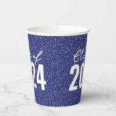 Custom Class Year Navy Blue Glitzer Pappbecher (Links)