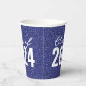 Custom Class Year Navy Blue Glitzer Pappbecher (Rechts)