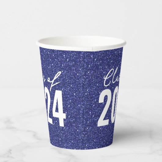 Custom Class Year Navy Blue Glitzer Pappbecher (Rechts)