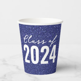 Custom Class Year Navy Blue Glitzer Pappbecher