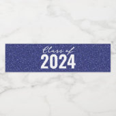 Custom Class Year Navy Blue Glitzer Wasserflaschenetikett (Einzelnes Label)