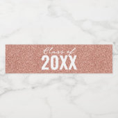 Custom Class Year Rosen Gold Glitzer Wasserflaschenetikett (Einzelnes Label)