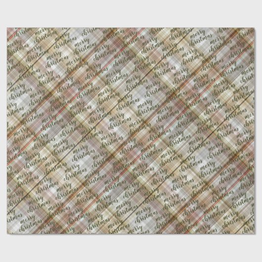 Custom Classic Beige Brown Gray White Gingham Geschenkpapier (Flach)
