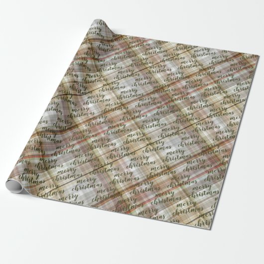 Custom Classic Beige Brown Gray White Gingham Geschenkpapier (Ungerollt)