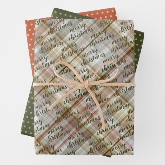 Custom Classic Beige Brown Gray White Gingham Geschenkpapier Set (Beispiel)