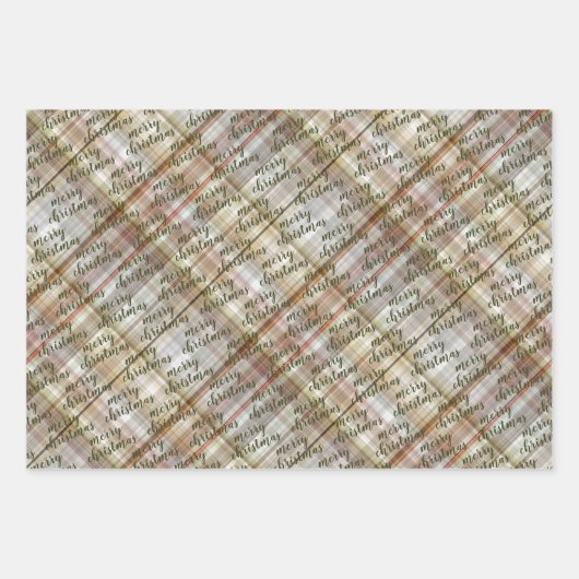 Custom Classic Beige Brown Gray White Gingham Geschenkpapier Set (Vorderseite)