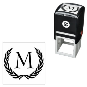 Custom Classic Black Laurel Wreath Blätter Motif Permastempel