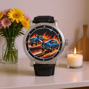 Custom Classic Car Flames Armbanduhr
