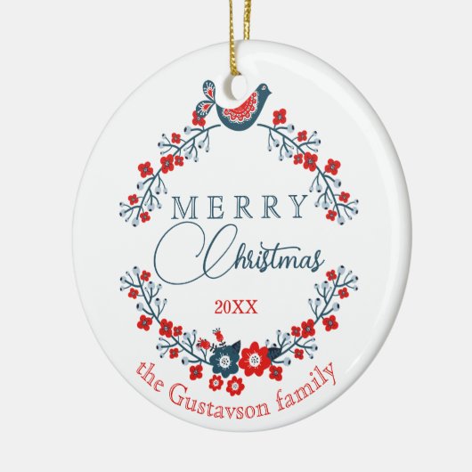 Custom Classic Charming Peace Dove on Berry Kreath Keramik Ornament (Links)