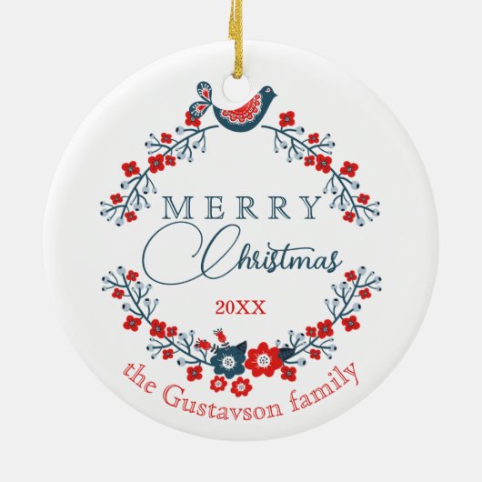 Custom Classic Charming Peace Dove on Berry Kreath Keramik Ornament (Hinten)