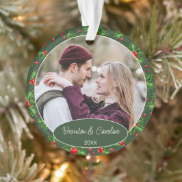 Custom Classic Couple Foto Unser 1. Weihnachten Ornament