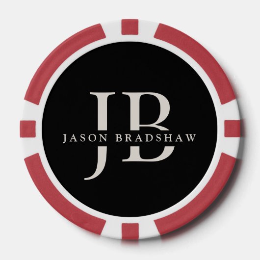 Custom Classic Elegant Monogram Black Pokerchips (Vorderseite)