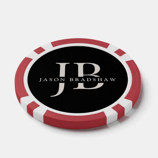 Custom Classic Elegant Monogram Black Pokerchips (Einzeln)