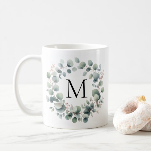 Custom Classic Green Eucalyptus Foliage Wreath Kaffeetasse (Mit Donut)