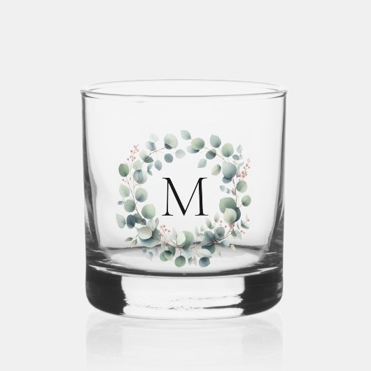 Custom Classic Green Eucalyptus Foliage Wreath Whiskyglas (Vorderseite)